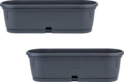 Produktbild von 2x Pflanzkübel Blumenkasten Blumentopf Blumenkübel länglich oval 50cm anthrazit