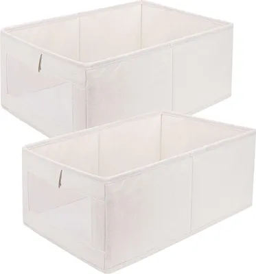 Produktbild von Aufbewahrungsbox, 2er Set Wardrobe Organizer, Faltbox Aufbewahrungskiste Ordnungsbox mit Transparentem Sichtfenster fš¹r Kleiderschrank, Kleidung, Bš¹cher, Kosmetik, Spielzeug (40 x 27x 17cm)