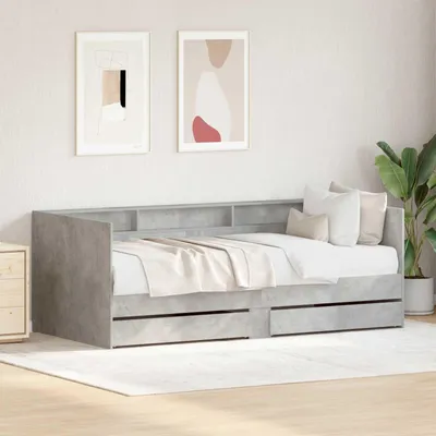 Obrázok produktu pre vidaXL Denná posteľ so zásuvkami sivá 90 x 200 cm materiál na báze dreva