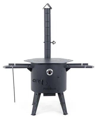 Produktbild von Feuerofen Utschak Ø 44 cm mit Abzugsrohr, für Kasan 16 l, Thermometer, Ablagetischen, Ofenplatte