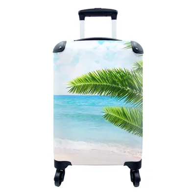 Produktbild von MuchoWow® Koffer Handgepäck Trolley Rollkoffer Kleine Reisekoffer mit 4 Rollen - Tropisch - Blätter - Grün - Cabin Size < 55x40x23 cm & 55x40x20 cm - Fotokoffer - Kabinenkoffer - Boardgepäck - Reise-Box - Reisekoffer - Reisegepäck - Koffer mit Bild - Trolley für Kinder