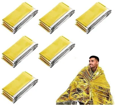 Immagine prodotto di 6 coperte termiche - 210 x 140 cm - dorate/argento - coperte di emergenza - ideali per escursioni, campeggio e attività all'aperto