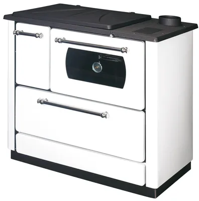 Immagine prodotto di Stufa cucina riscaldamento a legna con forno struttura in acciaio 9,06 kW Popular - White