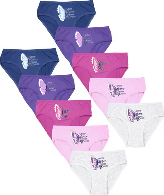 Produktbild von TupTam Unterhosen Mädchen 10er Pack – Bequeme Unterwäsche für Mädchen aus Baumwolle, Farbe: Slips / Schmetterling Rosa Lila Grau Dunkelblau, Größe: 140-146