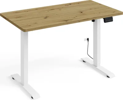 Zdjęcie produktu dla Biurko z regulacją wysokości elektryczne BIMOTION 1S 120x65x2,5 cm rama BIAŁA/dąb ARTISAN