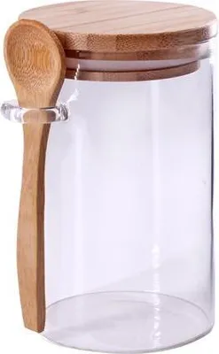 Obrázek produktu pro Dóza S Bambus Víčkem A Lžičkou 500Ml Borosilikát