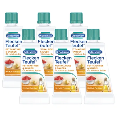 Produktbild von Dr. Beckmann Fleckenteufel Fetthaltiges & Saucen - Fleckentferner gegen Fettflecken, Schokoladen Flecken uvm. 6x 50 ml