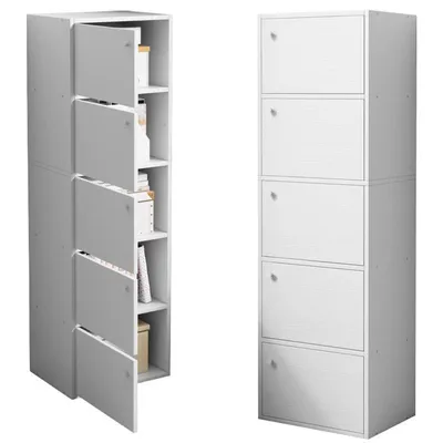 Zdjęcie produktu dla Nowoczesna Pojemna Komoda Szafka Duża Biała Skandynawski Loft Retro 5 Półek