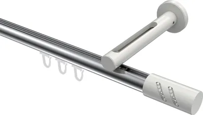 Produktbild von Interdeco Innenlaufstange / Gardinenstange mit Innenlauf Chrom / Weiß, Typ Siteno Zoena (Glitzerzylinder), 20 mm Ø 1-läufig, 440 cm