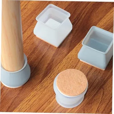 Produktbild von 12 Stück Silikon Stuhlbeinkappen Eckig Weiß Geräuschdämpfend und Bodenschonend für Stühle und Tische