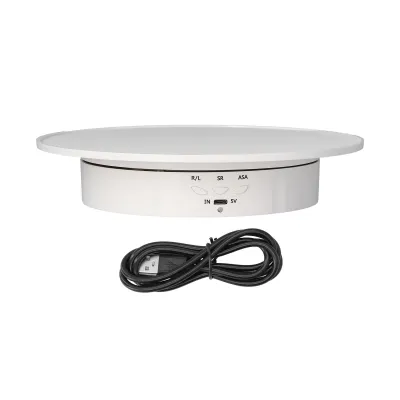 Zdjęcie produktu dla 200mm Zmotoryzowany obrotowy stojak ekspozycyjny Wspornik 3 prędkości Regulowany elektryczny obrotowy gramofon jubilerski zasilany przez USB (Blanc)