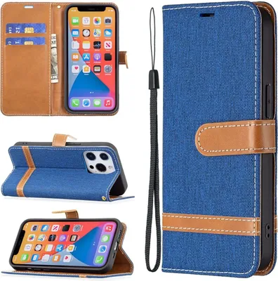 Produktbild von König Design Hülle kompatibel mit Apple iPhone 13 Kunstleder Handyhülle - Handy Case Blau