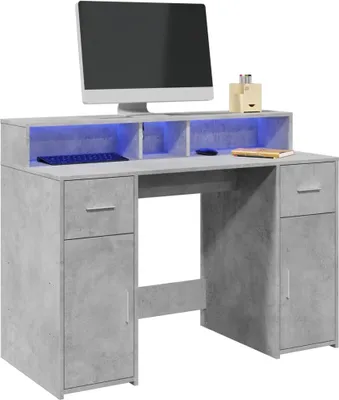 Image de Maison Exclusive - Bureau et lumières LED gris béton 120x55x91cm bois d'ingénierie