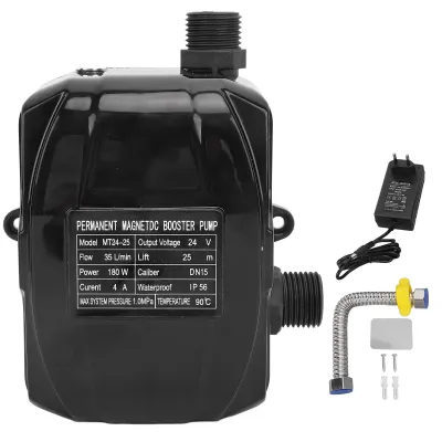 Obrázek produktu pro Přenosné čerpadlo pro zvýšení tlaku vody, permanentní magnetické, automatické, manuální, velmi tiché, 35 l/min, bublinková sprcha, 180 W, černá barva