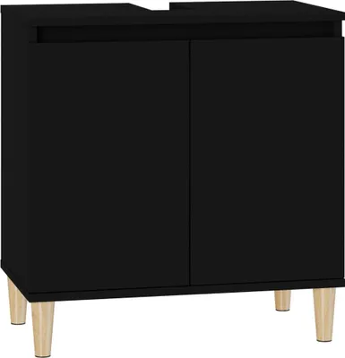 Produktbild von vidaXL Waschbeckenunterschrank Schwarz 58x33x60 cm Holzwerkstoff