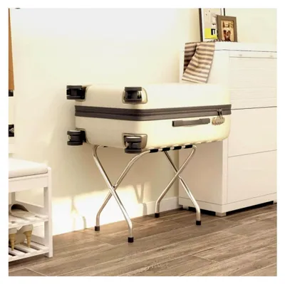 Produktbild von Gepäckablage Schwarz und Silber 56x40x49 cm für Koffer, Wohnzimmer, Schlafzimmer, Büro