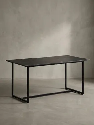 Produktbild von Esszimmertisch 120x60x76 cm Küchentisch Schwarz in Marmor-Optik Modern, Esstisch Klein, Speisetisch Rechteckig, Tisch Esszimmer mit Metallbeinen