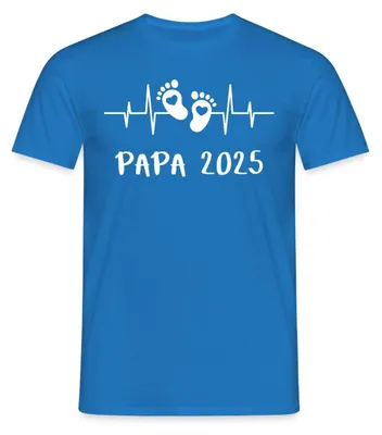 Produktbild von Spreadshirt Herzschlag Papa 2025 Vater Geschenk Vatertag Männer T-Shirt, XL, Royalblau