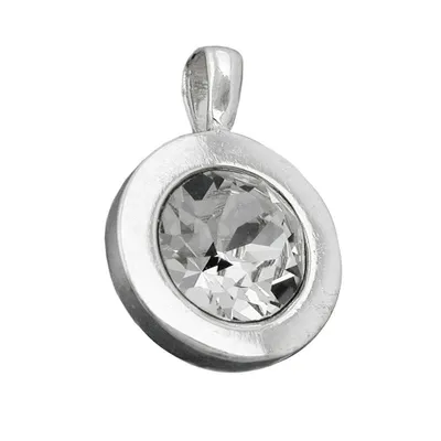 Produktbild von Anhänger 11mm Glasstein weiß in Zargenfassung glänzend Silber 925 silber 11mm