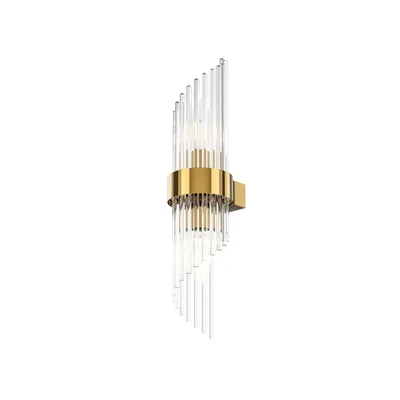 Produktbild von Wandleuchte Metall Glas H: 46,2 cm in Gold E14 2-flammig Art Déco