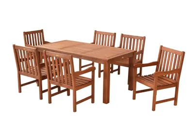 Produktbild von Merxx 7tlg. Santos Gartenmöbelset - 6 Sessel, Tisch 170 x 90 cm - Eukalyptus