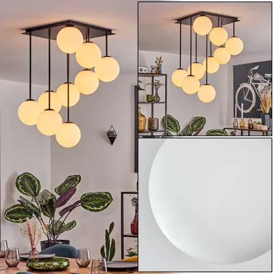 Produktbild von Fossobiubo Deckenlampe aus Metall/Glas in Schwarz/Milchglas