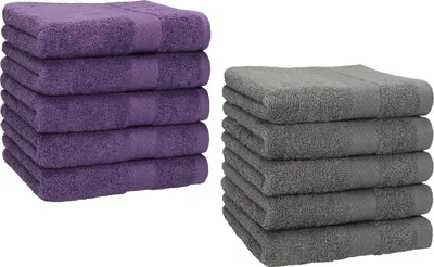 Produktbild von Betz 10 Stück Seiftücher 30x30 cm PREMIUM 100% Baumwolle  Farbe: lila und anthrazit