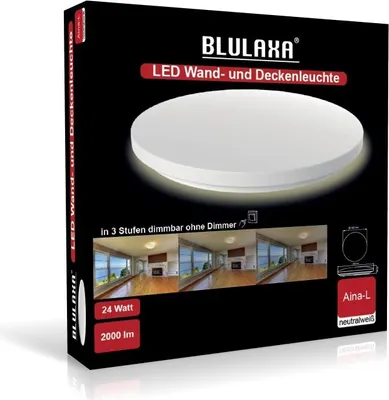 Zdjęcie produktu dla Lampa sufitowa LED Aina-L okrągła Ø33 cm 24W 4000K neutralny biały ściemnialna z włącznikiem światła