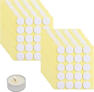 Imagen del producto de Etiquetas adhesivas para mechas de velas, color blanco, redondas, 400 unidades, 20 mm, resistentes al calor, para la fabricación casera de velas