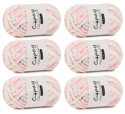 Obrázok produktu pre Chenilleová priadza na háčkovanie a pletenie - 6 x 100 g, jemná, zamatová
