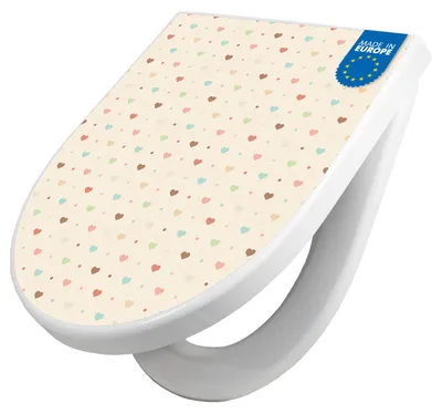 Produktbild von WC Sitz mit Absenkautomatik D Form Motiv Herzen bunt [TDW3 11526]