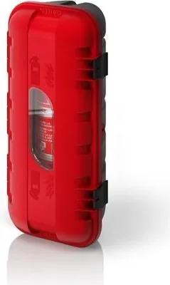 Produktbild von DAKEN STRIKE Feuerlöscherbox 6kg Feuerlöscherkasten 600x287x220 mm Rot für LKW Anhänger mit Sichtfenster