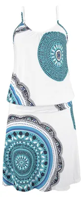Produktbild von BEACH TIME Strandkleid aus Viskosejersey mit verstellbaren Trägern und Alloverdruck blau-bedruckt Größe 36