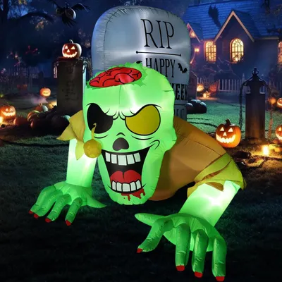 Opblaasbare Halloween-Dekoration 2,6x1,5 m Zombie XXL mit LED