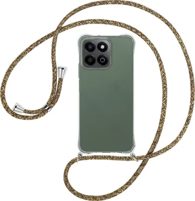 Produktbild von Handykette Backcover-Schutzhülle mit Band (Metall silberfarben) für Honor 200 Smart 5G - braun+beige