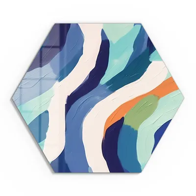 Produktbild von DEQOART Glasbild Echtglas 55x48 cm 'Abstrakte Meereswelle' Wandbild Bild modern Deko