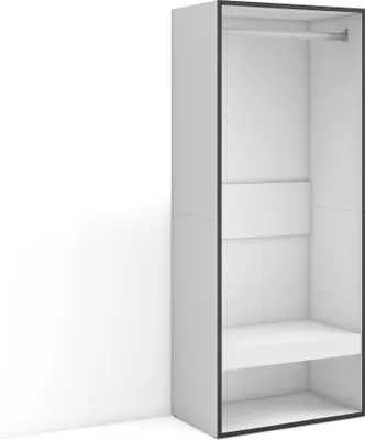 Produktbild von Offener Kleiderschrank, 60x35x145 cm, Für Schlafzimmer, Zimmer, Garderobenschrank, Weiß