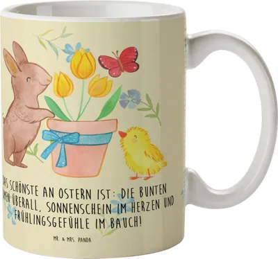 Produktbild von Mr. & Mrs. Panda Mehrwegbecher Hase Küken - Blumig - Geschenk, Ostergeschenk, Camping Tasse, Ostern, Pott, Kindertasse, Plastikbecher, Kindergarten, Kindertrinkbecher