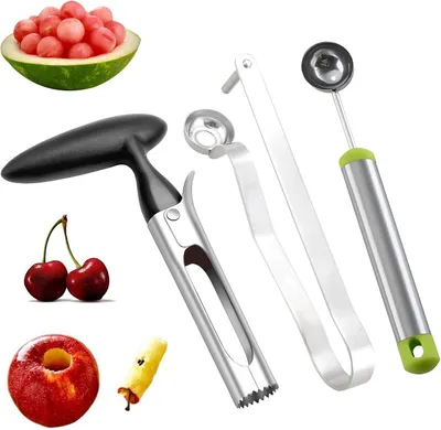 Produktbild von Obstwerkzeug-Set mit Apfelentkerner und Kugelausstechern aus Edelstahl