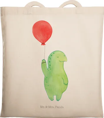 Produktbild von Mr. & Mrs. Panda Jutebeutel Schildkröte Luftballon - Transparent - Geschenk, Ballon, Schildkröten, Tasche, Tote Bag, Shopping, Jahrmarkt, Motivationsspruch, Laptoptasche