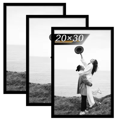 Fotorahmen 20x30 cm, Holz, schwarz, 3er-Set, Acrylglas