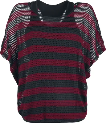 Produktbild von Black Premium by EMP Damen rot-schwarzes T-Shirt mit Fledermausärmeln inklusive Top L
