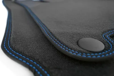Produktbild von Fußmatten Mercedes SL R230 Premium Original Qualität Velours Doppelnaht blau