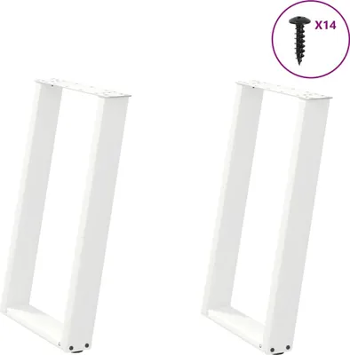 Productafbeelding van Eettafelpoten 2 st U-vormig 50x(72-73) cm staal wit