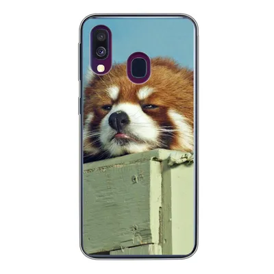 Produktbild von MuchoWow® Handyhülle Schutzhülle Hülle für Samsung Galaxy A40 Panda - Holz - Rot Silikon Softcase Handy Hülle - Handy-Tasche