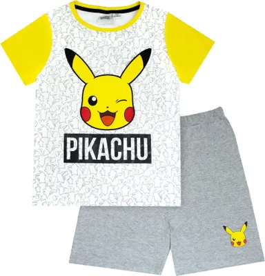 Produktbild von Pokemon - Schlafanzug mit Shorts für Jungen NS5324 (116) (Grau/Gelb)