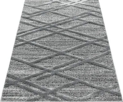 Produktbild von Teppich Wohnzimmer Hochflor Grau 160x230 Rechteck Boho-Design aus Polypropylen