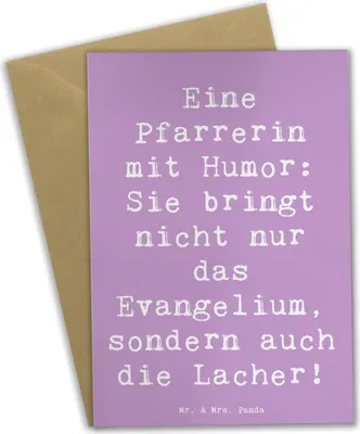 Produktbild von Mr. & Mrs. Panda Grußkarte Spruch Humorvolle Pfarrerin - Lavendeltraum - Geschenk, Dankbarkeit, einladungskarten, Beruf, glückwunschkarten, weihnachtskarten, Hingabe