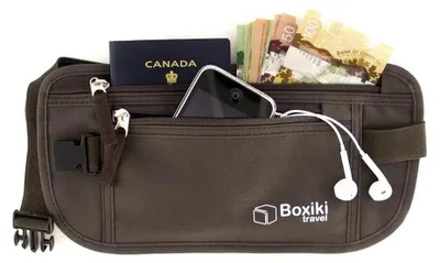 Produktbild von Boxiki Reise-Geldgürtel, RFID-blockierend, für Damen und Herren, sicherer Geldbeutel für Reisepass, Geld und Telefon.