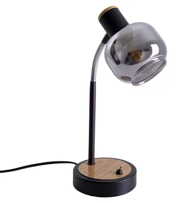 Produktbild von Tischleuchten - Tischleuchte "FUMOSO", Tischlampe im Retro Style, aus Metall und Glas in schwarz, 34 cm hoch, Ø 12 cm, E14-Fassung – Kippschalter